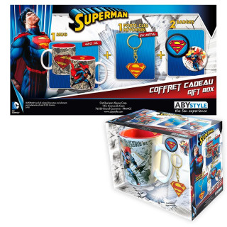 DC COMICS - Pck Mug + Keychains + Badges "Superman" Merch