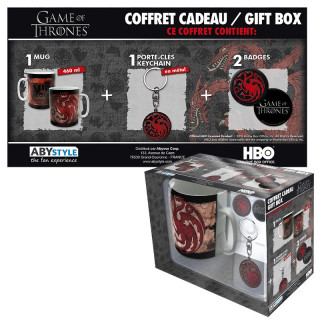 GAME OF THRONES - Pck Mug + Keychain + Badges "Targaryen" Merch