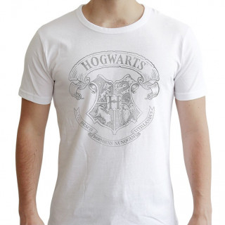 HARRY POTTER - T-shirt  "Hogwarts" white - new fit (M) Merch