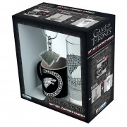 GAME OF THRONES - Pck Glasses 29cl + Keyring + Mini Mug "Stark" 