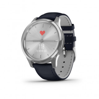 vívomove Luxe matt silver Navy Bluewith leather strap, silver buckle Mobile