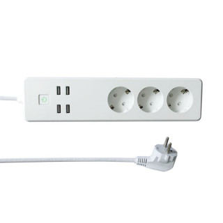 Woox Smart Home Smart Distributor - R4028 (3 pcs Schuko, 4 pcs USB, overcurrent sensor, timer, 1.8m, Wi-Fi, remote front Home