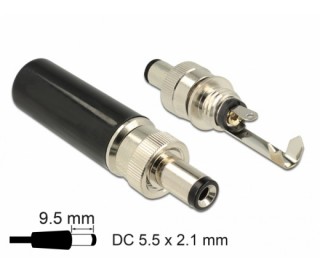 Delock DC connector male with plug size 5.5 x 2.1 mm and length 9.5 mm Home