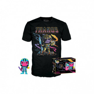 Funko Pop! & Tee: Marvel The Infinity Saga - Thanos (Blacklight) (Special Edition) Bobble-Head Vinyl Figure & T-Shirt (L Merch