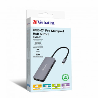 Verbatim CMH-05 USB Typ-C 5000 Mbit/s Strieborná PC