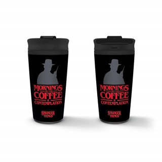 Stranger Things - "Coffee and Contemplation" Kovový cestovný hrnček Merch