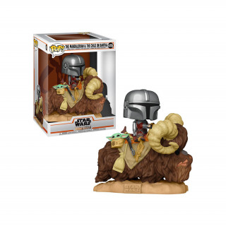 Funko Pop! #416 Deluxe: Mandalorian- Mando on Bantha w/ Child Merch