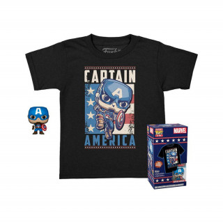 Funko Pocket Pop! & Tee (Child): Marvel - Captain America Vinyl Figure & T-shirt (XL) Merch