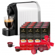 TCHIBO Cafissimo Easy White Kávovar + Espresso Elegant Aroma 8*10 kapsúl + Espresso Intense Aroma 8*10 kapsúl 