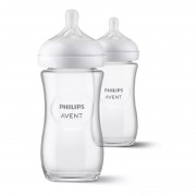 Philips Avent Natural SCY933/02 240ml Glass Baby Bottle 2pcs 