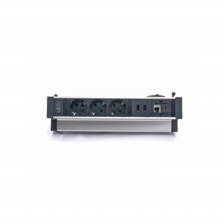 TOO DPS-113-3S IP20, 3x 2P+F, 2x USB-A, RJ45, HDMI, silver, desk-mountable socket distributor PC