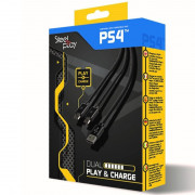 Steelplay Dual Play & Charge kábel pre ovládač PS4 - čierna 