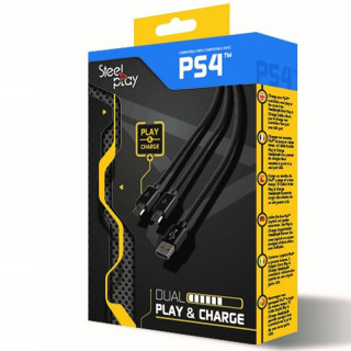 Steelplay Dual Play & Charge kábel pre ovládač PS4 - čierna PS4