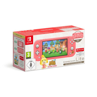 Nintendo Switch Lite - Coral + Animal Crossing + 12M NSO Switch