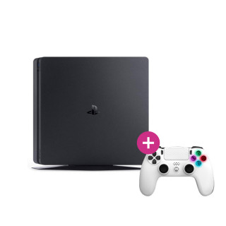 PlayStation 4 (PS4) Slim 500 GB (bazár) + Freaks and Geeks – bezdrôtový ovládač – biely (140142B) PS4