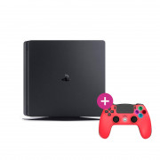 PlayStation 4 (PS4) Slim 500 GB (bazár) + Freaks and Geeks – bezdrôtový ovládač – červený (140142) 