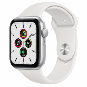 Apple Watch SE GPS, 44mm Silver aluminum Case with White Sport Band Regular 