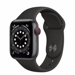 Apple Watch S6 GPS Cellular, 40mm Space Gray aluminum Case with Black Sport B Mobile