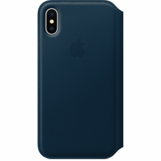 Apple iPhone leather flip case, Blue Mobile