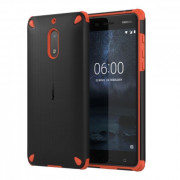 Nokia impact resistant plastic  back cover, (Black-Orange) 