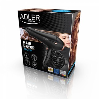 Adler AD2244 Hair dryer, 2000W, , ionic function, black-gold Home