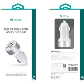 Devia ST991579 Smart 2.4A universal 2xUSB White car charger Mobile