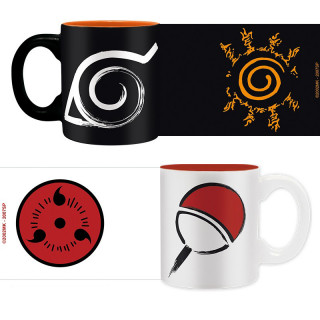 NARUTO SHIPPUDEN - Set 2 espresso mugs - 110 ml - Konoha & Uchiha Merch