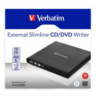 Verbatim Slimline CD/DVD optická mechanika DVD-RW Čierna PC