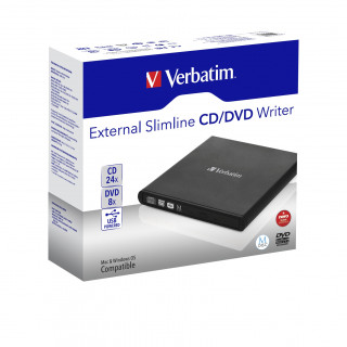 Verbatim Slimline CD/DVD optická mechanika DVD-RW Čierna PC