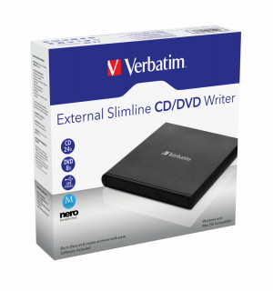 Verbatim External Slimline CD/DVD Writer optická mechanika DVD±RW Čierna PC