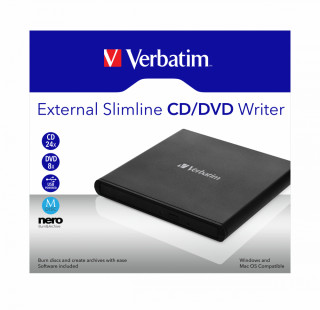 Verbatim External Slimline CD/DVD Writer optická mechanika DVD±RW Čierna PC