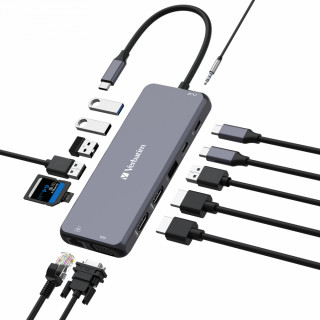 Verbatim CMH-14 USB Typ-C 5000 Mbit/s Strieborná PC