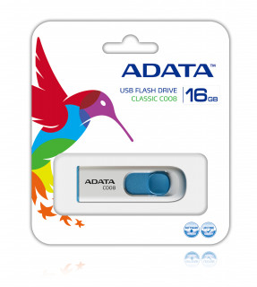 ADATA C008 USB kľúč 16 GB USB Typ-A 2.0 Modrá, Biela PC