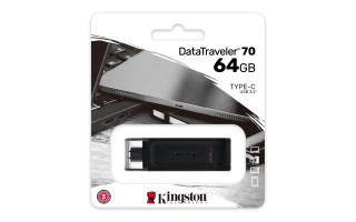 Kingston Technology DataTraveler 70 USB kľúč 64 GB USB Typ-C 3.2 Gen 1 (3.1 Gen 1) Čierna PC