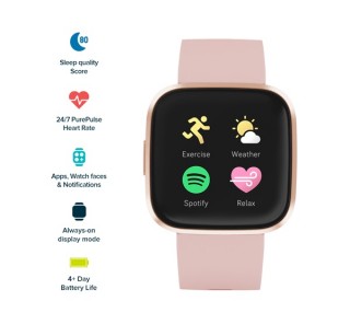 Fitbit Versa smart watch, Petal/Copper Rose Aluminum Mobile