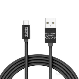 Delight Black USB Type-C data cable with LED light 1m Mobile