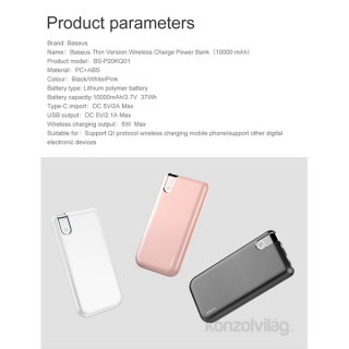 Baseus Thin 10000mAh Wireless White powerbank Mobile