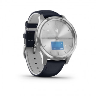 vívomove Luxe matt silver Navy Bluewith leather strap, silver buckle Mobile