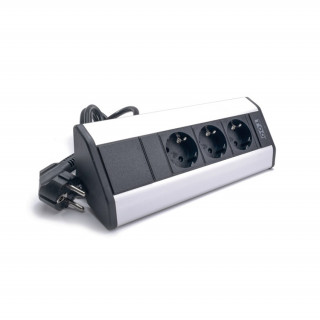 TOO VPS-314-3S IP20, 3x 2P+F, silver, table-mountable socket distributor PC